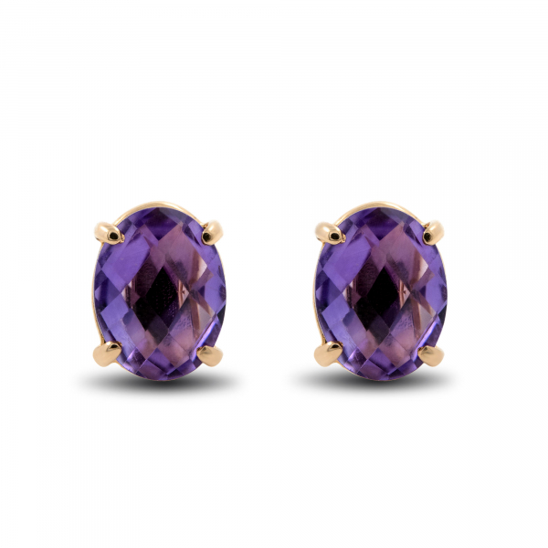 Gold Earrings With Amethysts