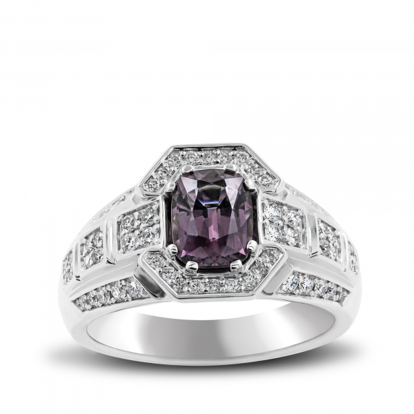 White Gold Ring With Spinel And Diamonds 