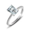 White Gold Ring With  Aquamarine and Diamonds.         