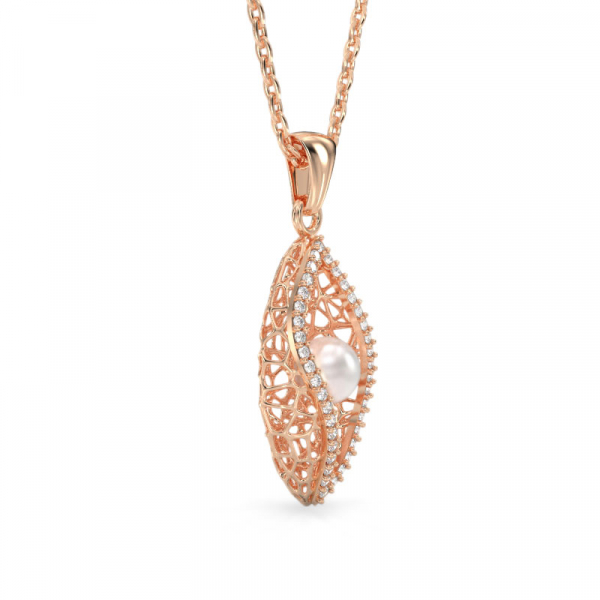 Seashell With Pearl Rose Gold Pendant