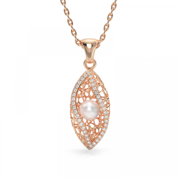 Seashell With Pearl Rose Gold Pendant