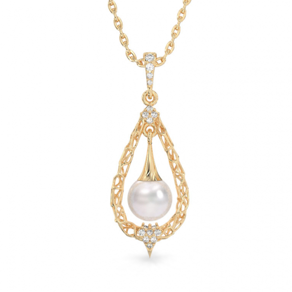 Pearl Drop Yellow Gold Pendant