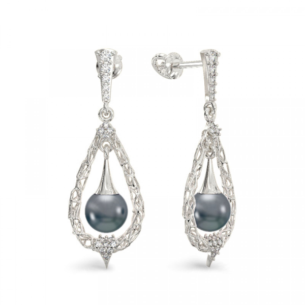 Pearl Drop Earrings from White Gold