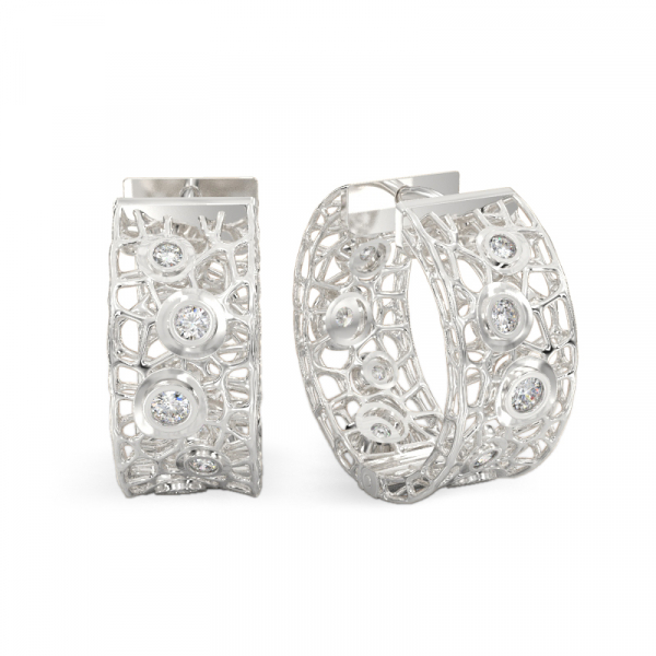 Coral Bubbles Earrings With Stones From White Gold