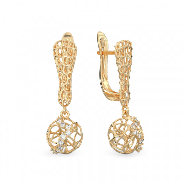 Mystic Coral Earrings From Yellow Gold