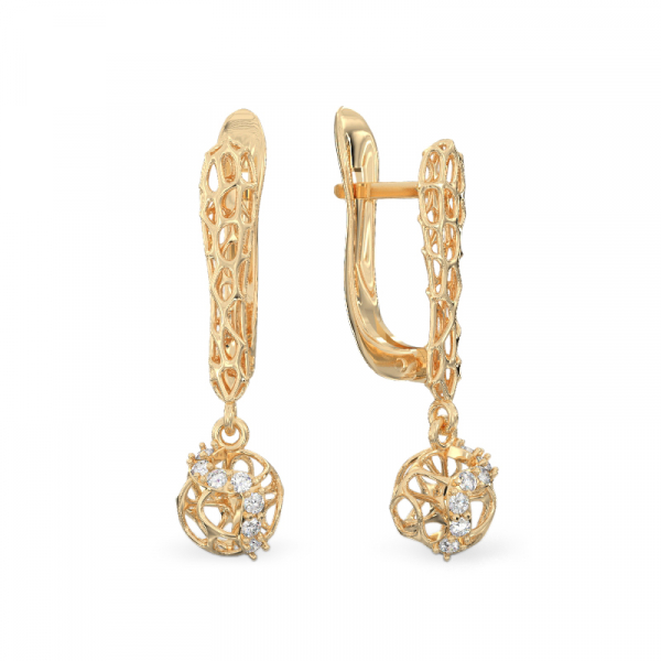 Small Mystic Coral Earrings From Yellow Gold