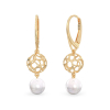 Coral Sphere With Pearl Earrings From Yellow Gold