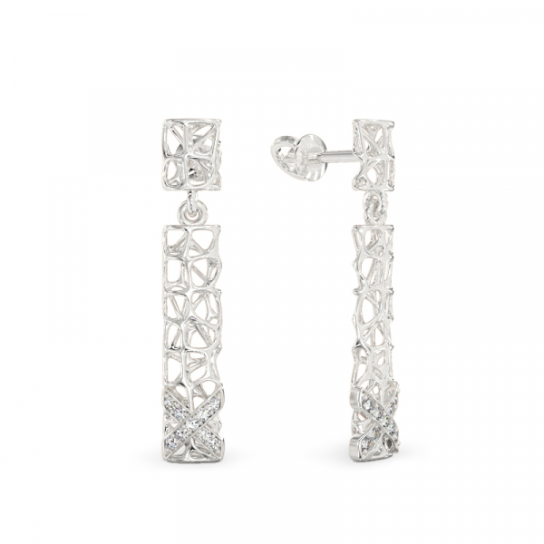 X-Coral Earrings From White Gold