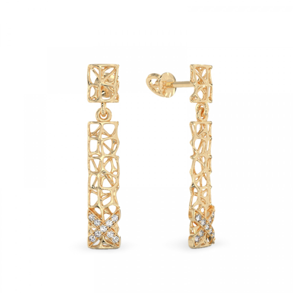   X-Coral Earrings From Yellow Gold