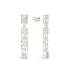 Coral Sticks With Squares Earrings From White Gold