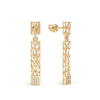 Coral Sticks With Squares Earrings From Yellow Gold