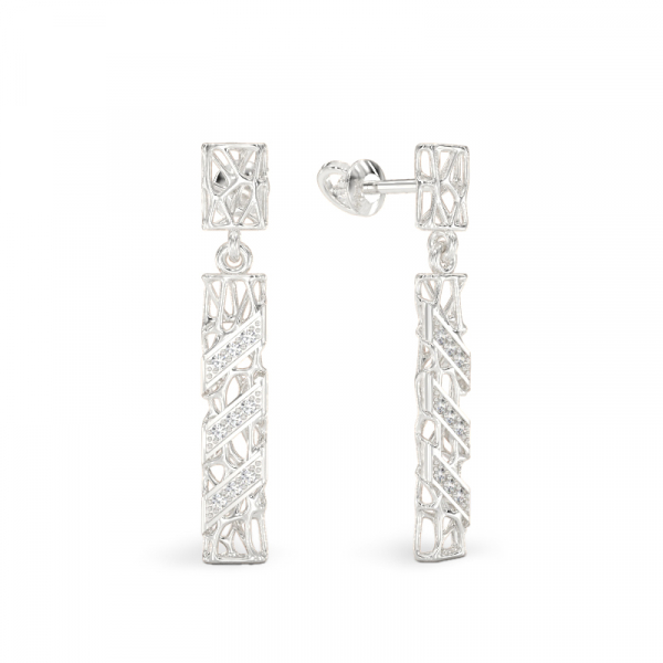 Coral Sticks With Diagonals Earrings From White  Gold
