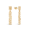 Coral Sticks With Stones Earrings From Yellow Gold