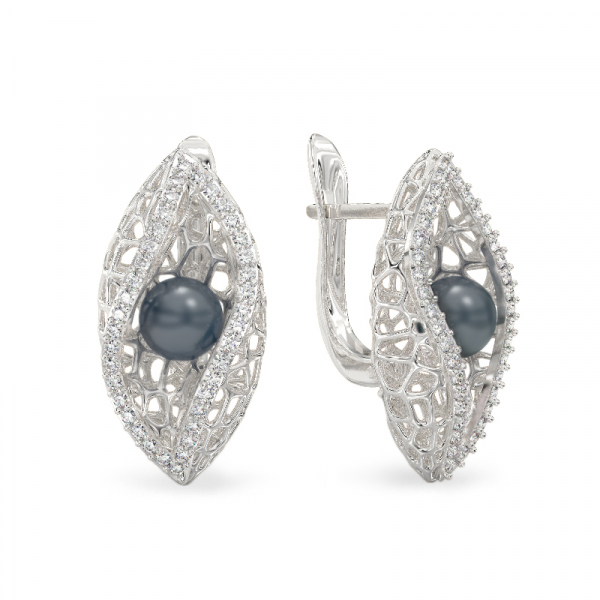 Seashell With Pearl White Gold Earrings