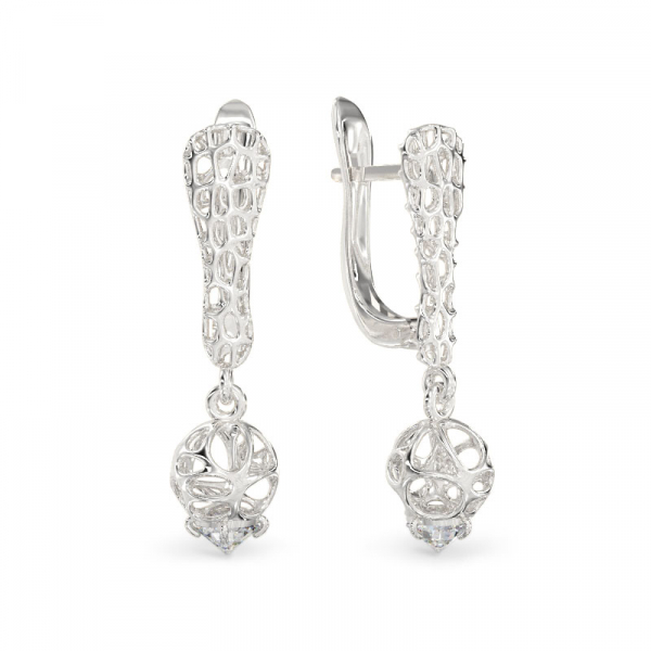 Small Balls White Gold Earrings