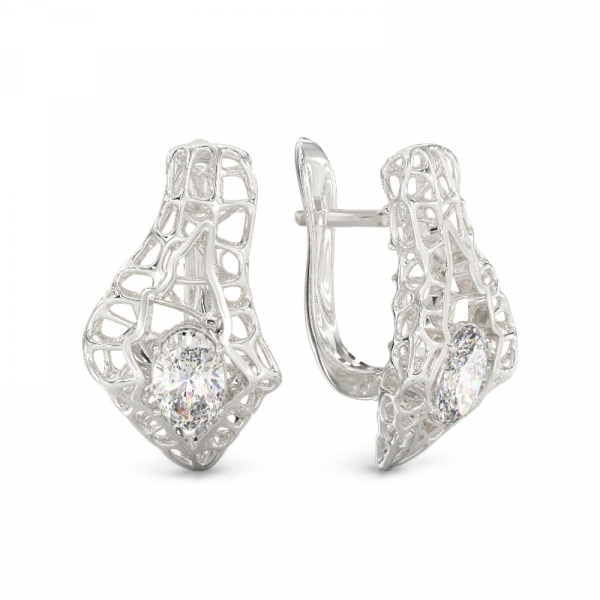  Seashell With Stone Earrings From Yellow Gold