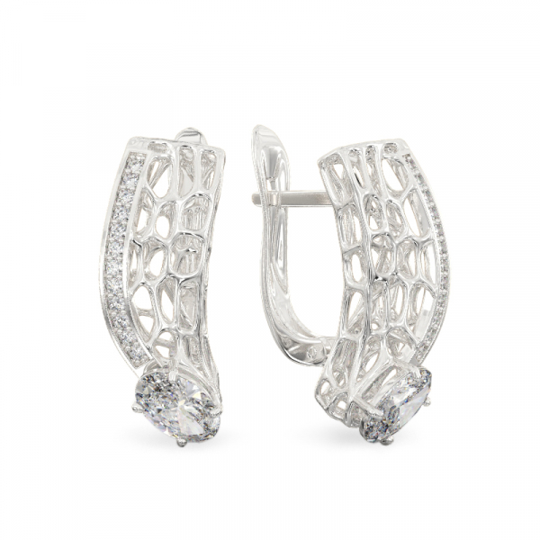 Coral Wave White Gold Earrings