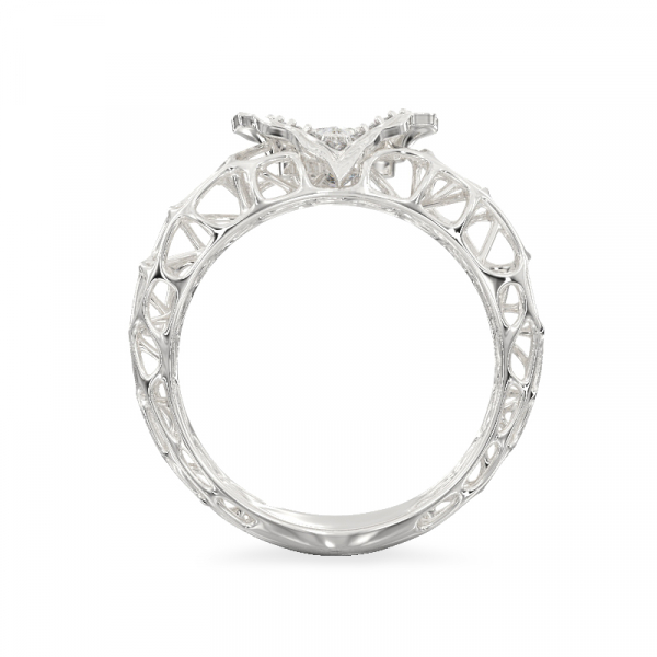 White gold ring “Coral” with a heart