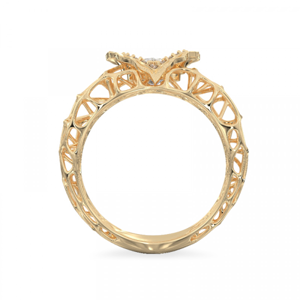 Yellow gold ring “Coral” with a heart