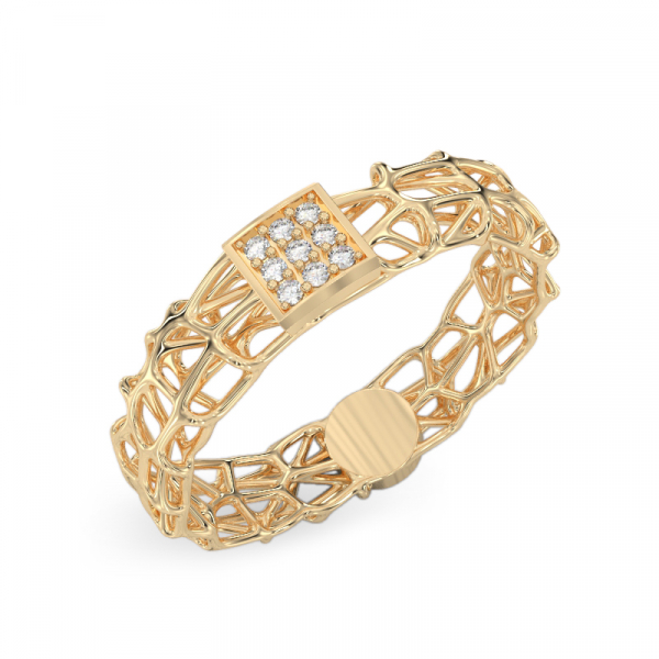 Yellow gold ring “Coral With Square”