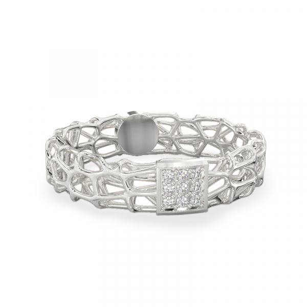 White gold ring “Coral With Square”