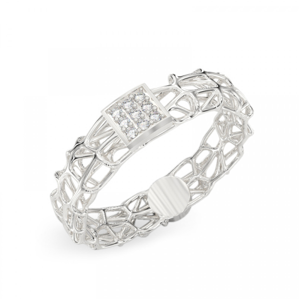 White gold ring “Coral With Square”