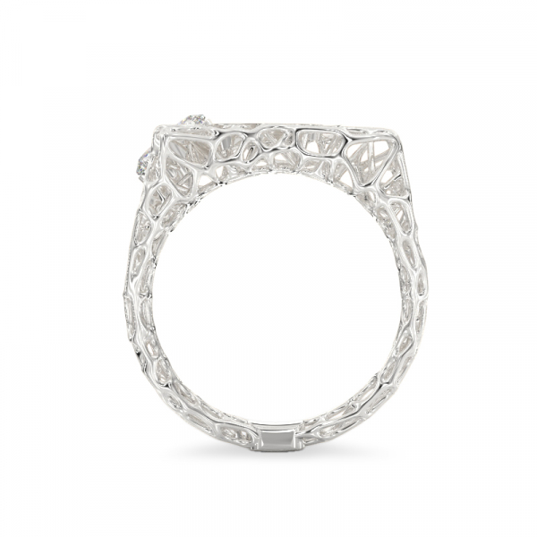 Seashell With Stone White Gold Ring