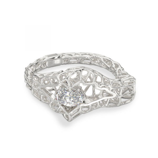 Seashell With Stone White Gold Ring