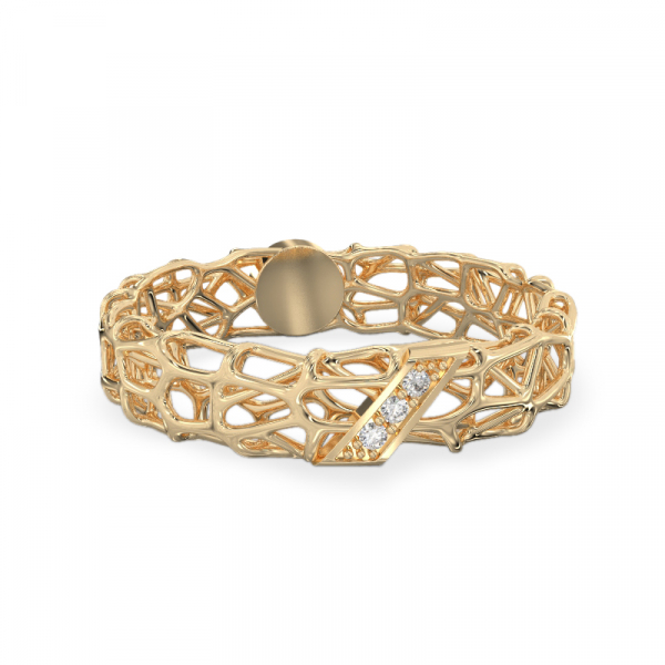 Yellow gold ring “Coral Lace”