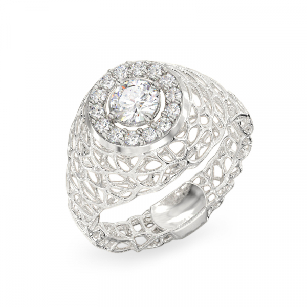 Chic Coral White Gold Ring 