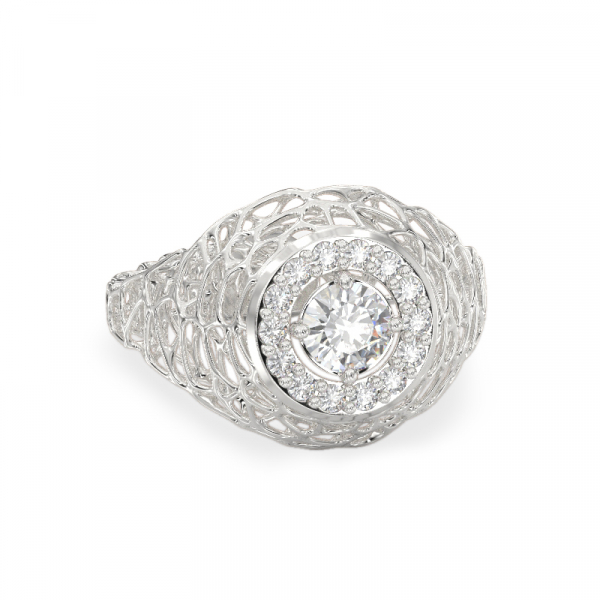 Chic Coral White Gold Ring 