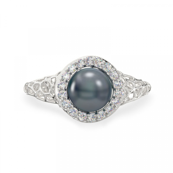 Rich Pearl White Gold Ring 