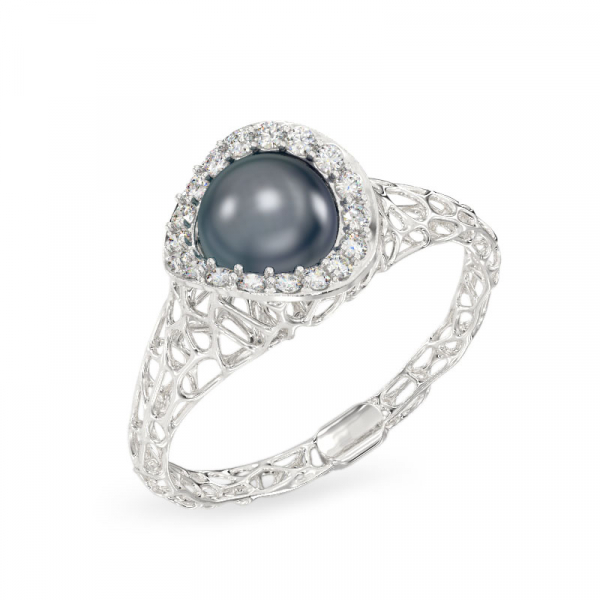 Rich Pearl White Gold Ring 