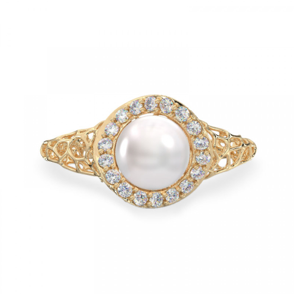 Rich Pearl Yellow Gold Ring 