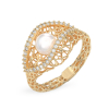 Seashell With Pearl Yellow Gold Ring 