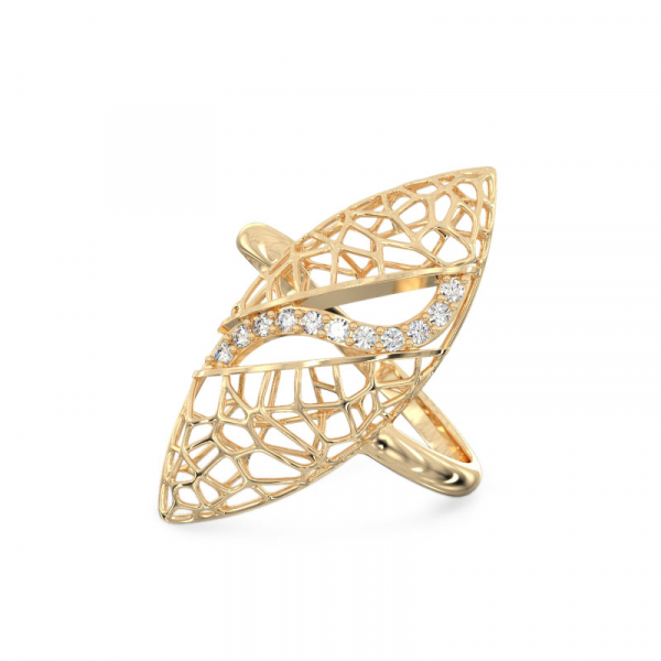 Yellow Gold Ring Ficus Leaf