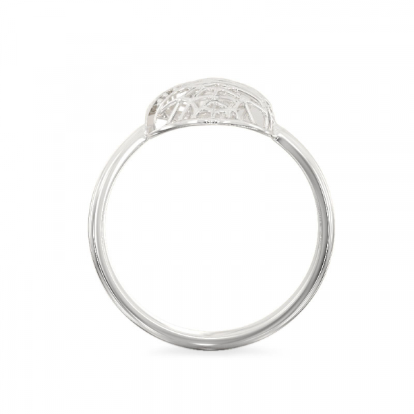 White Gold Ring Ficus Leaf 