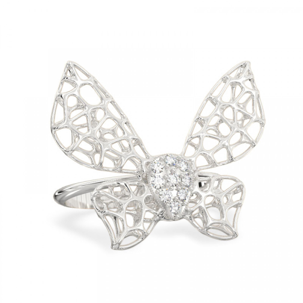 White Gold  Ring Butterfly 