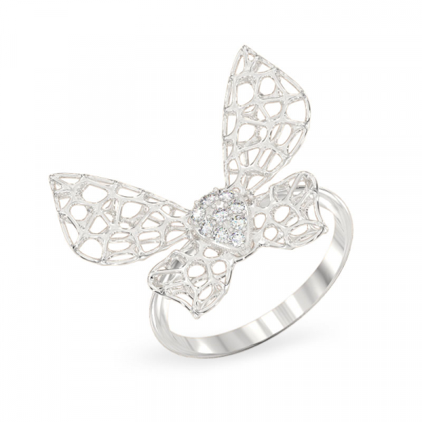 White Gold  Ring Butterfly 