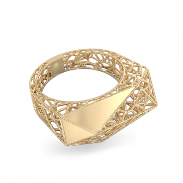 Charming Spider Web Yellow Gold Ring