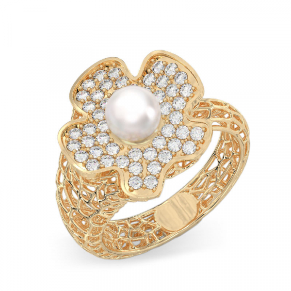 Yellow Gold Ring with Flower