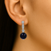 Gold Earrings With  Blue Aventurine and Diamonds