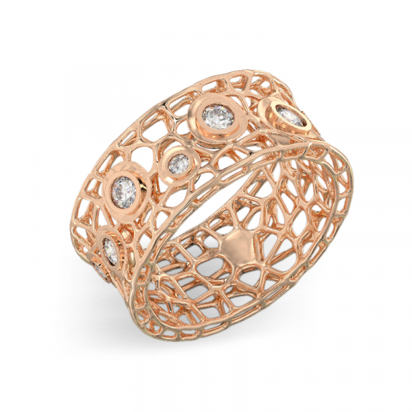 Coral BubblesRing With Stones From Rose Gold