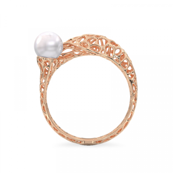 Snake with Pearl Rose Gold Ring