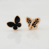 Gold Plated Earrings Butterfly With Black Onyx