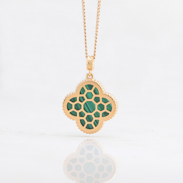 Gold Plated Pendant With Malachite