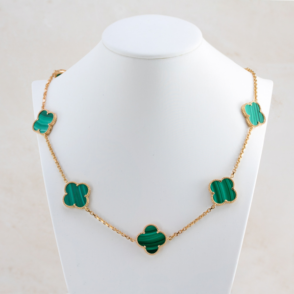 Gold Plated Silver Necklace With Malachite