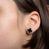 Small Silver Earrings Clover With Onyx