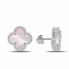 Silver Mini Clover Earrings With White Mother-of-pearl