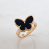 Gold Plated Ring Butterfly With Onyx